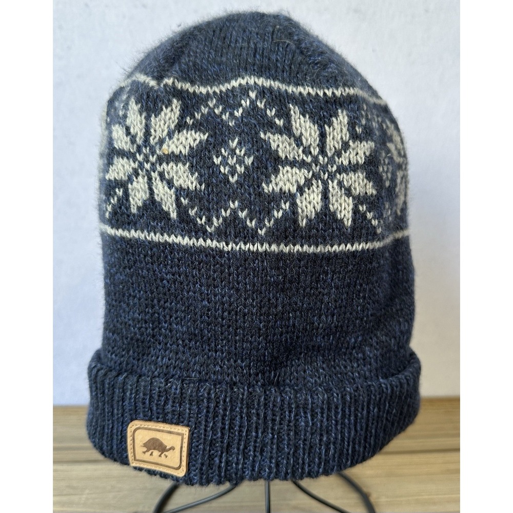 Turtle Fur Wool Blend Beanie Hat Blue Winter O/S